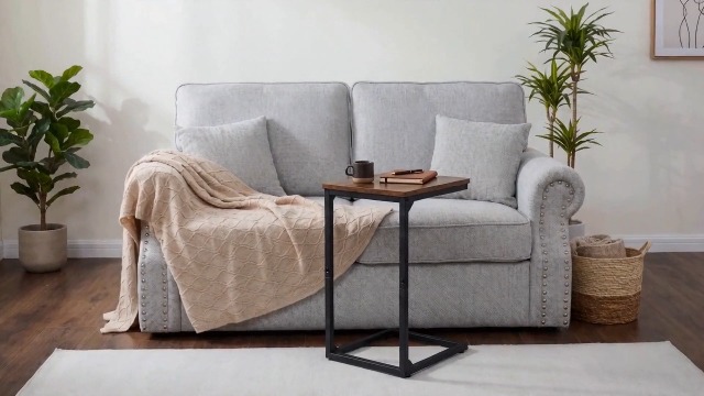 AMHANCIBLE Side Table Set of 2, C Table for Living Room, Couch